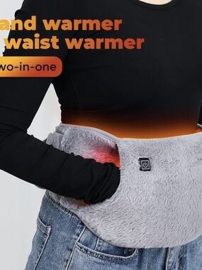 Heated Plush Waist & Hand Warmer - Light Gray